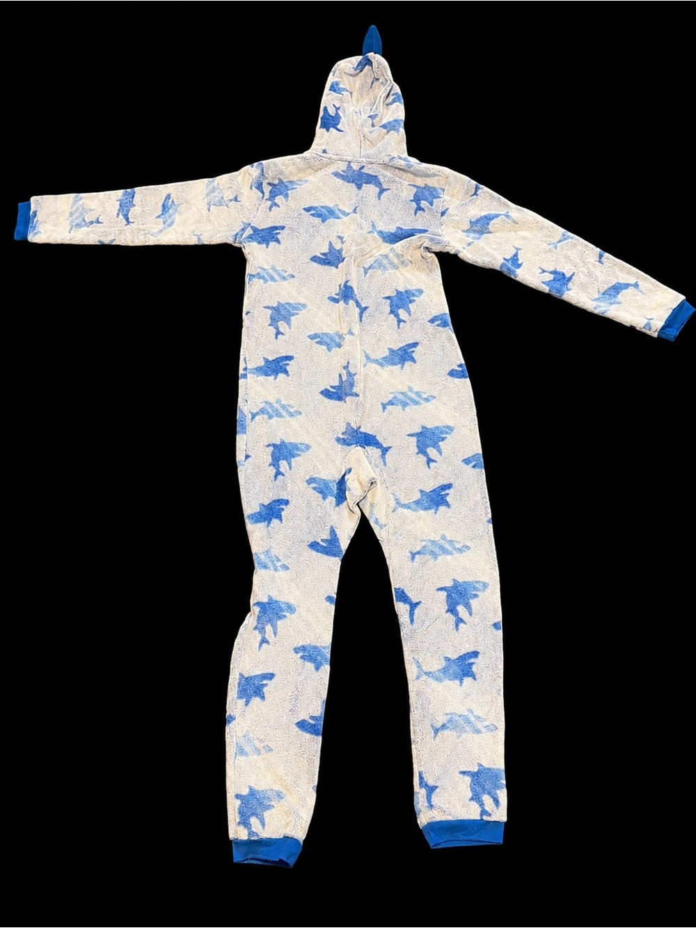 Santéve Kids Shark Hooded Fleece Pajama One Piece | Youth Large 14/16